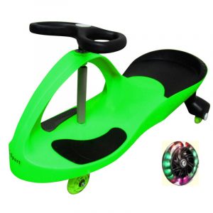 Boboautó világító gumikerékkel, zöld