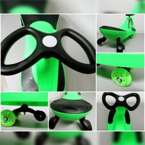 Boboautó világító gumikerékkel, zöld