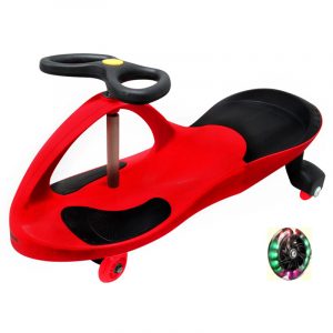 Boboautó világító gumikerékkel, gyerekeknek és felnőtteknek, piros színben
