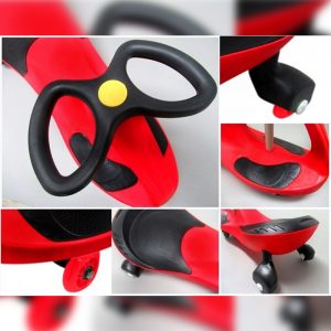 Boboautó világító gumikerékkel, gyerekeknek és felnőtteknek, piros színben