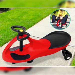 Boboautó világító gumikerékkel, gyerekeknek és felnőtteknek, piros színben