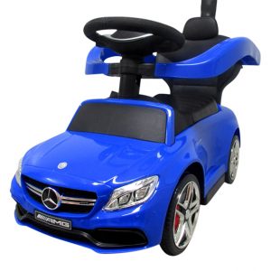 Mercedes AMG C 63 bébitaxi, tolókarral - kék színben